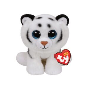 TY Beanie Babies Tundra White and Black Stuffed Tiger 6”